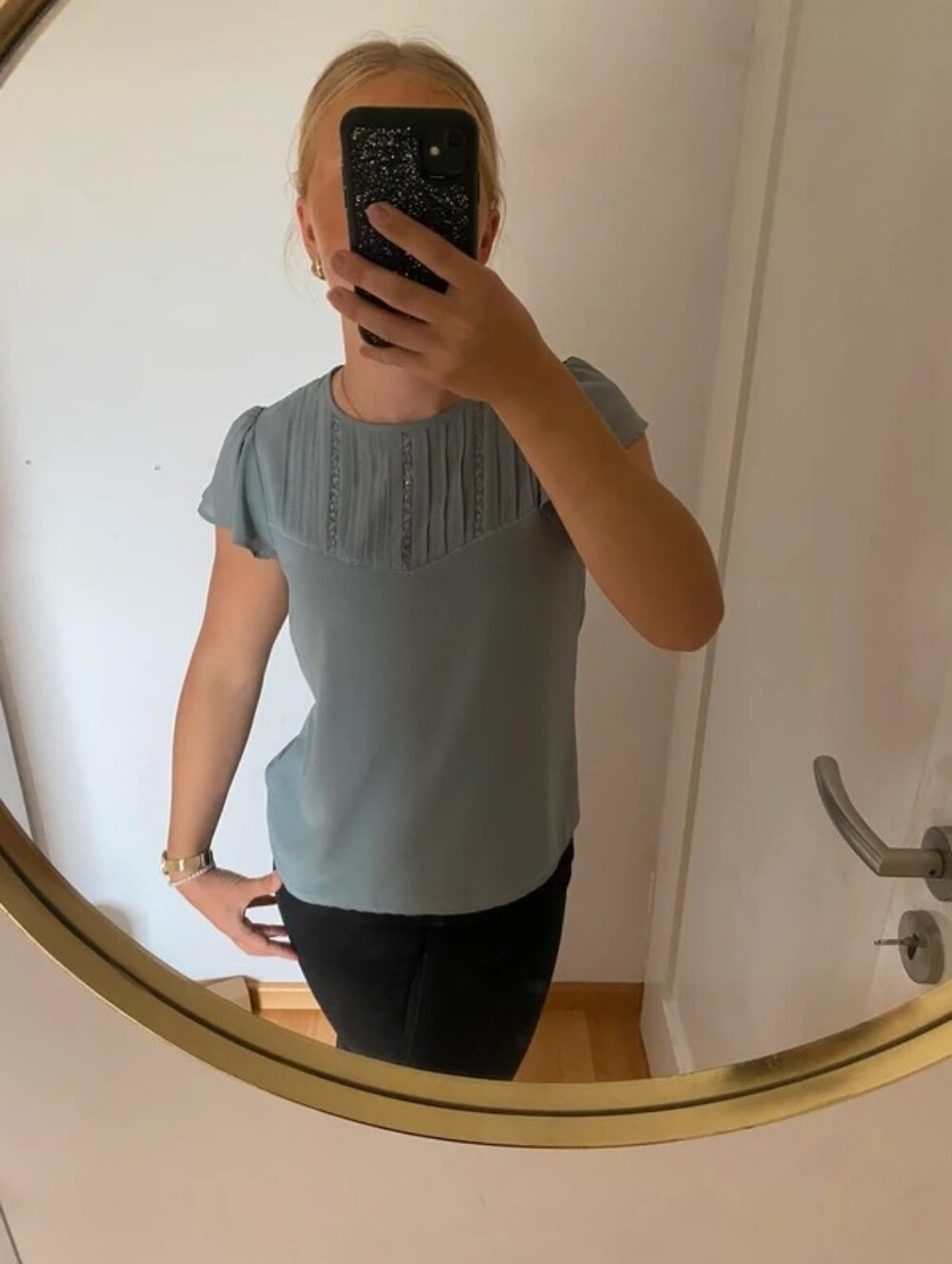 H&M Short Sleeve Pleated Yoke Blouse